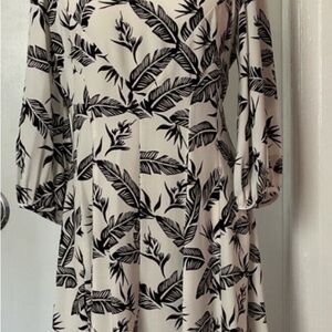 JAYGODFREY Black and White Wrap Tie Front Sundress with 3/4 Bishop Sleeves